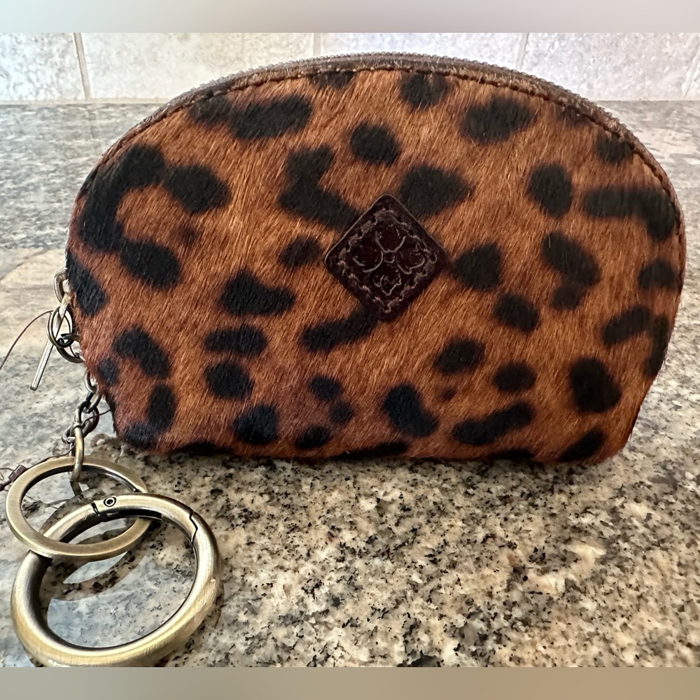 Patricia Nash Leopard/chocolate new with tag key chain coin purse small wallet